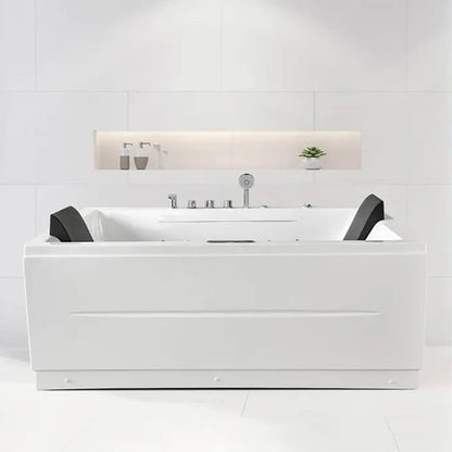 Nuvia Luxara 71-Inch Premium Modern Acrylic Soaking Bathtub With Bubble Jets And LED Lighting