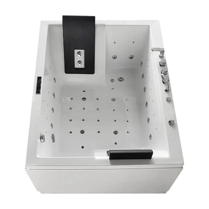 Nuvia Luxara 71-Inch Premium Modern Acrylic Soaking Bathtub With Bubble Jets And LED Lighting