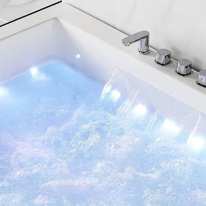Nuvia Luxara 71-Inch Premium Modern Acrylic Soaking Bathtub With Bubble Jets And LED Lighting
