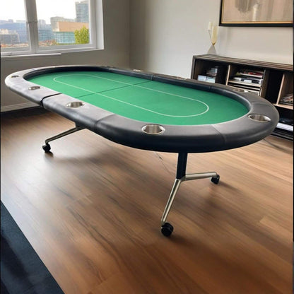 Premium 94-Inch Foldable 10-Player Poker Table With Wheels