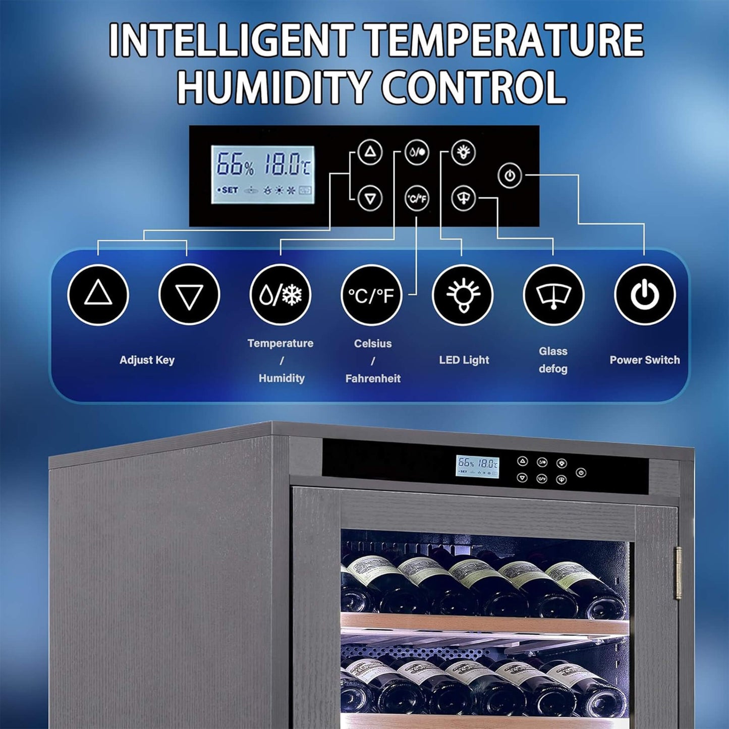 Nuvia 102-Bottle Smart Temperature-Controlled Multi-Tier Wine Cabinet For Home And Bar