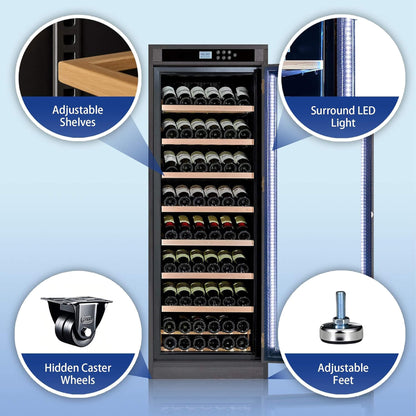 Nuvia 102-Bottle Smart Temperature-Controlled Multi-Tier Wine Cabinet For Home And Bar