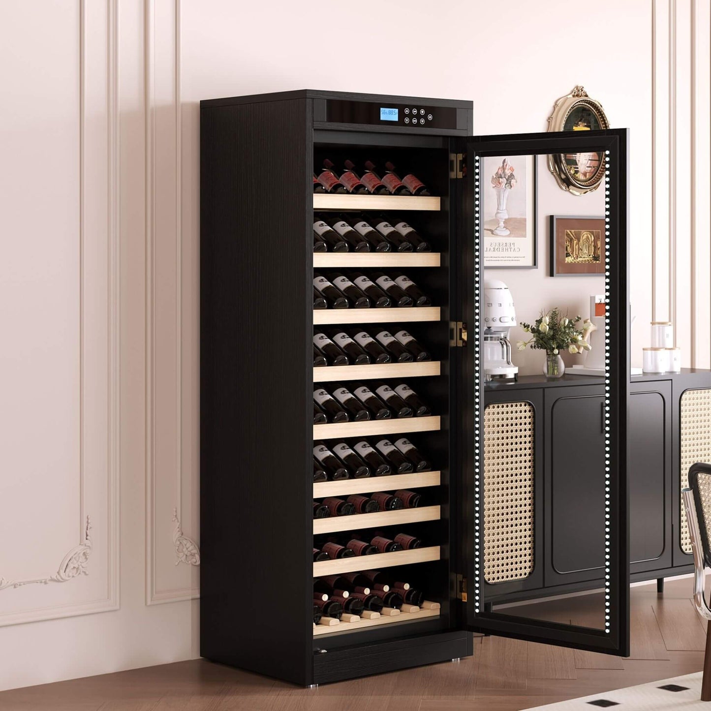 Nuvia 102-Bottle Smart Temperature-Controlled Multi-Tier Wine Cabinet For Home And Bar