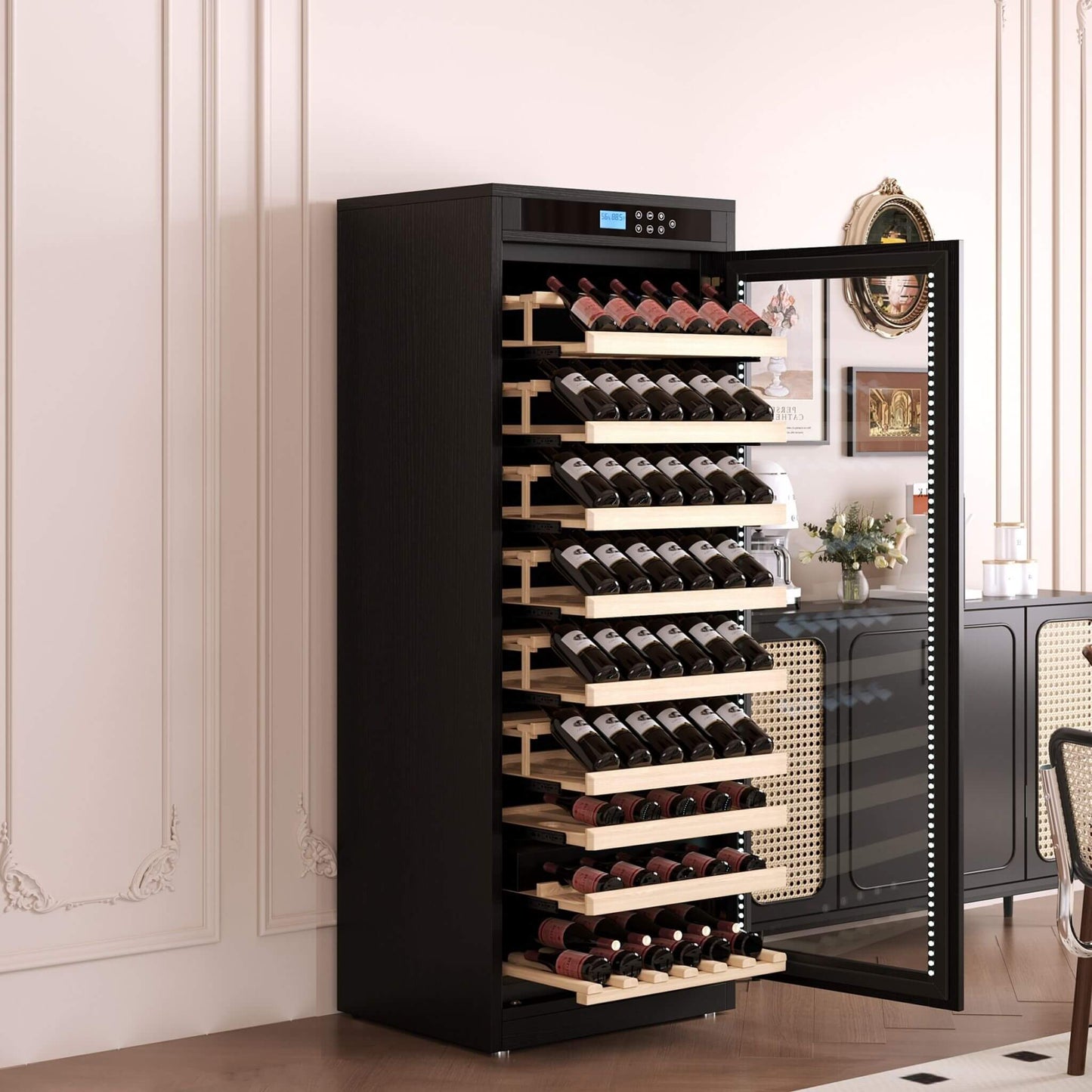 Nuvia 102-Bottle Smart Temperature-Controlled Multi-Tier Wine Cabinet For Home And Bar