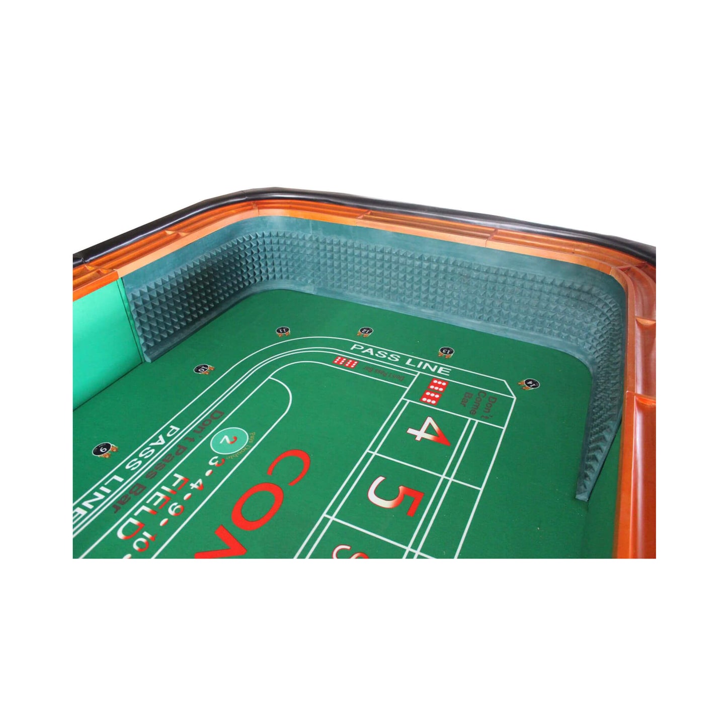 Professional 12FT Craps Table With Full Drink Rail And Padded Rim Cover