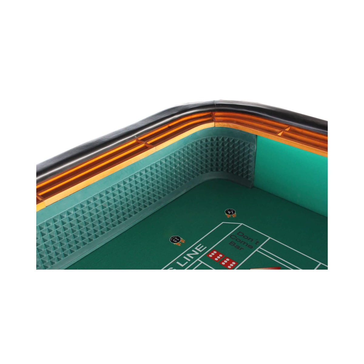 Professional 12FT Craps Table With Full Drink Rail And Padded Rim Cover