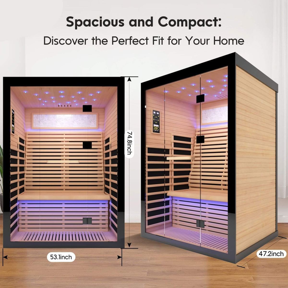 Thermora Vapor Luxury 2-Person Canadian Hemlock Wood Far Infrared Home Sauna