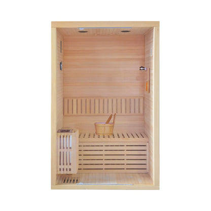 Thermora Alpine Premium 2-Person 3KW Hemlock Wood Sauna With LED Wall Light