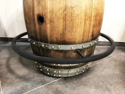 Whiskey & Wine Barrel Bistro Pub Set — Glass Top, Foot Rail - Pub Set