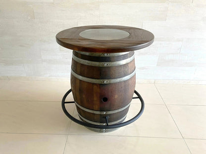 Whiskey & Wine Barrel Bistro Pub Set — Glass Top, Foot Rail - Pub Set